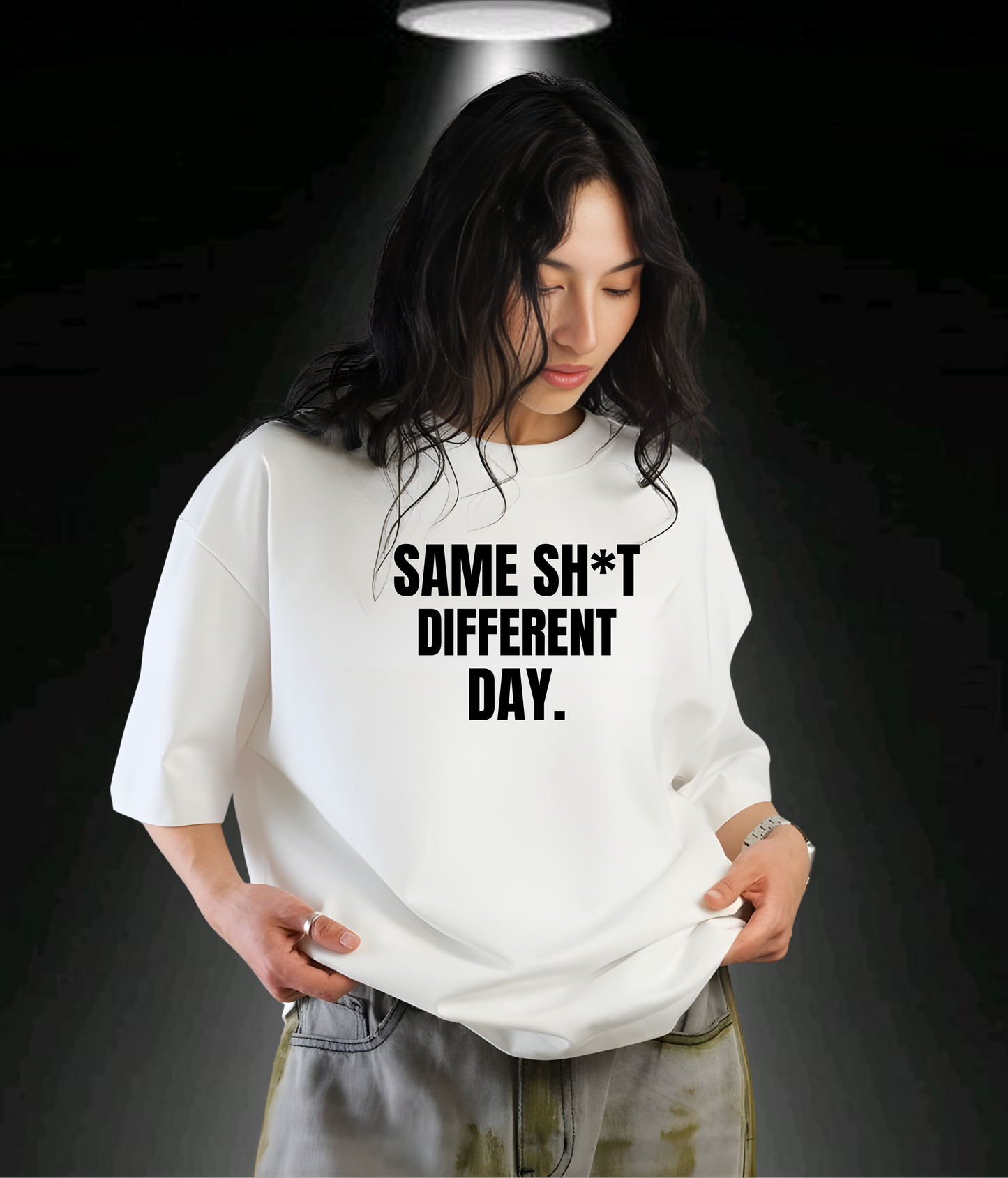 Same Sh*t Every Day - OFF WHITE Unisex Oversized Tshirt