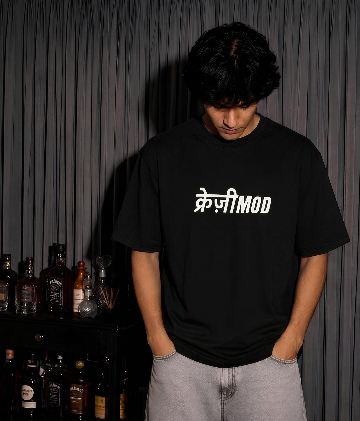 क , ख , ग, घ, व, न, फ, क - Black Unisex Oversized Tshirt