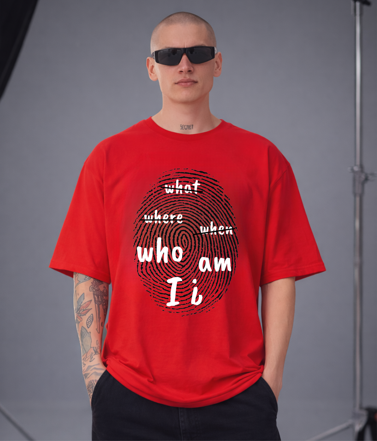 WHAT, WHERE, WHEN...WHO AM I?  OVERSIZED Unisex Tshirt (Copy)