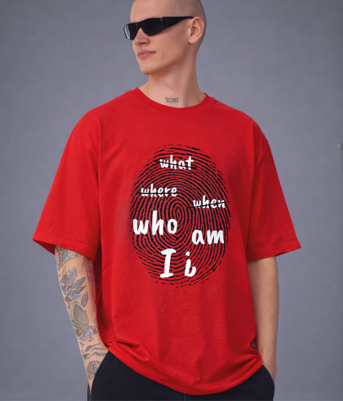 WHAT, WHERE, WHEN...WHO AM I?  OVERSIZED Unisex Tshirt (Copy)